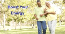 Boosting Your Energy: Simple Lifestyle Changes Combat Fatigue. Picture of an older black male and an older black female walking in a park.